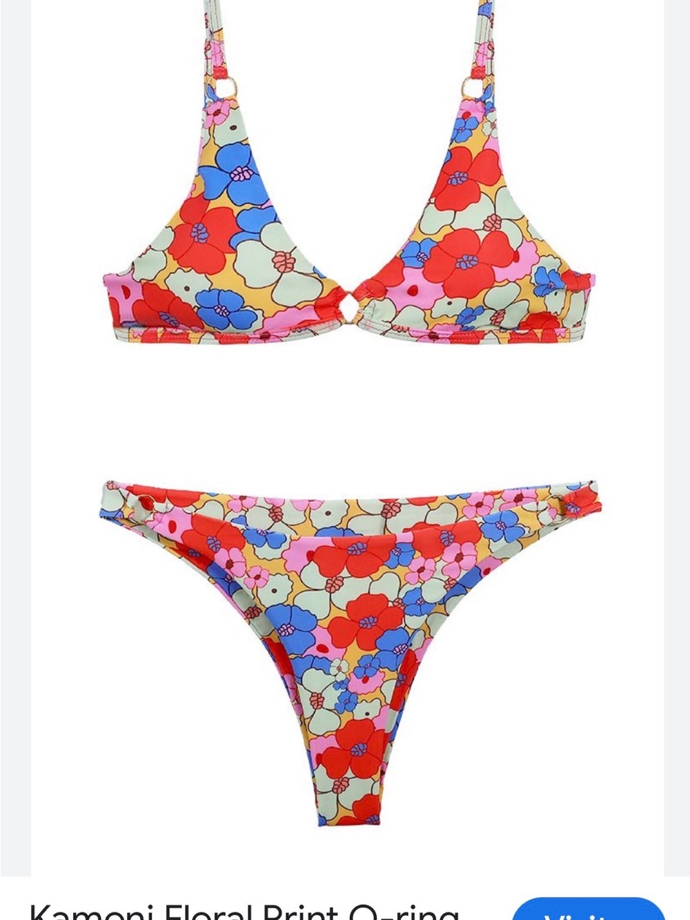 Floral Print O-Ring Bikini Set in Multicolor